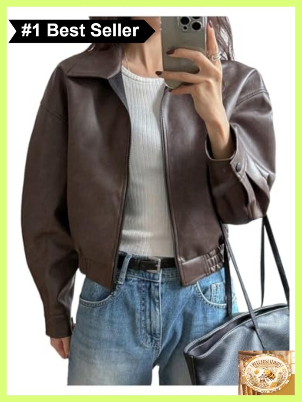 Faux Leather Crop Bomber Jacket Zip Up Moto Y2K Women's
